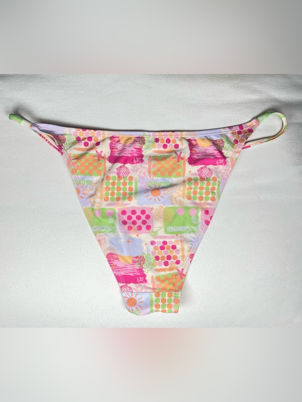 NWOT Cabana Del Sol Bikini Bottom Multi Color Beach Pattern Size Large - Picture 3 of 4